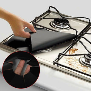 4pcs Glass Fiber Gas Stove Protectors Reusable Gas Stove Burner Cover Liner Mat Pad Home Kitchen Tools