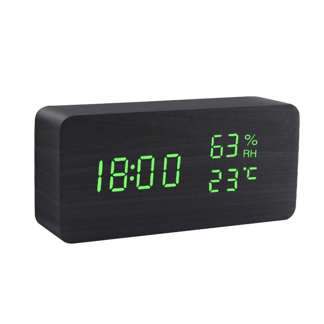 Alarm Clock LED Wooden