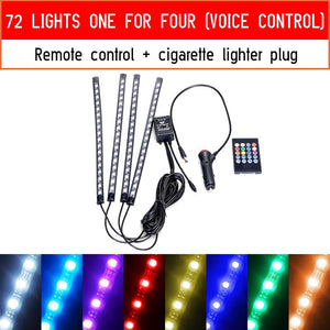 Led Car Foot Ambient Light With USB Cigarette Lighter Backlight Music Control App RGB Auto Interior Decorative Atmosphere Lights