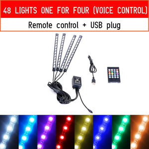 Led Car Foot Ambient Light With USB Cigarette Lighter Backlight Music Control App RGB Auto Interior Decorative Atmosphere Lights