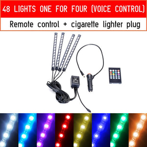 Led Car Foot Ambient Light With USB Cigarette Lighter Backlight Music Control App RGB Auto Interior Decorative Atmosphere Lights