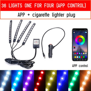 Led Car Foot Ambient Light With USB Cigarette Lighter Backlight Music Control App RGB Auto Interior Decorative Atmosphere Lights